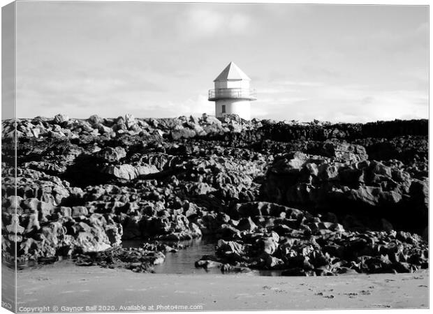The disused lighthouse at Coney Beach Porthcawl  Canvas Print by Gaynor Ball