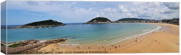Panoramic view of pristine golden beach. Canvas Print by PhotOvation-Akshay Thaker