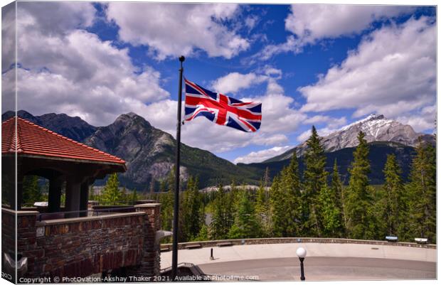  A British Union flag flies in Banff national park, Canada Canvas Print by PhotOvation-Akshay Thaker