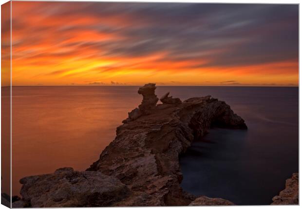 Spectacular and cloudy sunrise in cabo martinet, Ibiza Canvas Print by Vicen Photo