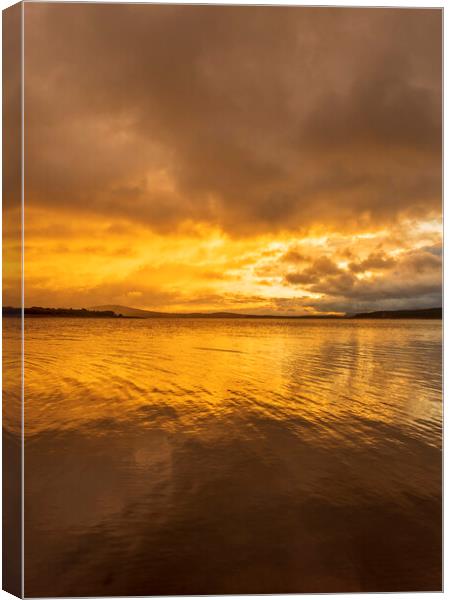 Golden and cloudy sunrise on the lake Canvas Print by Vicen Photo