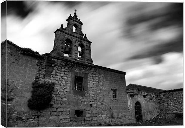 Abandoned church in black and white, Soria Canvas Print by Vicen Photo