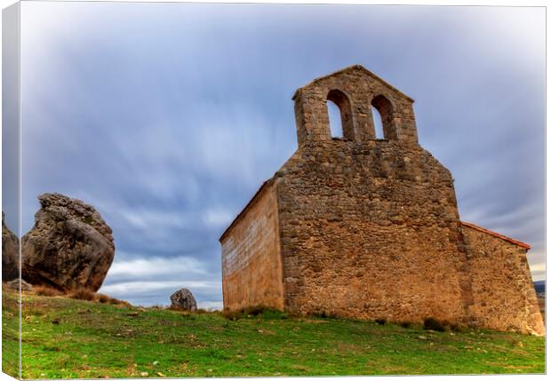 Photograph with a lonely hermitage in Gormaz Canvas Print by Vicen Photo