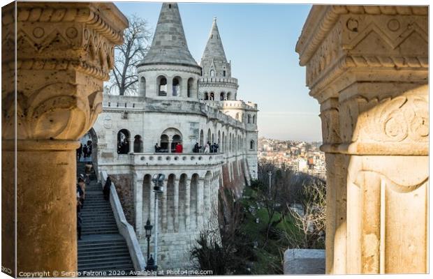 Fisherman's Bastion in Budapest Canvas Print by Sergio Falzone