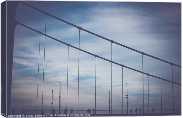 Abstract Human silhouettes on the Elizabeth bridge in Budapest Canvas Print by Sergio Falzone