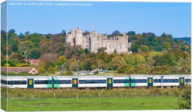 Arundel Castle and train in Autumn  Canvas Print by Geoff Smith
