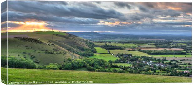 Fulking & view of South Downs Canvas Print by Geoff Smith