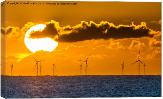 Sunrise over Rampion Wind Farm Canvas Print by Geoff Smith