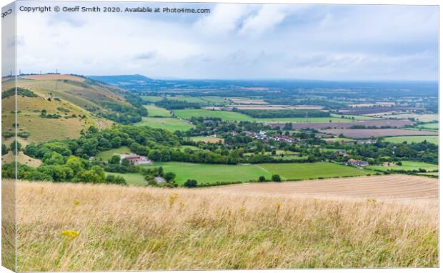 South Downs with Fulking Village Canvas Print by Geoff Smith
