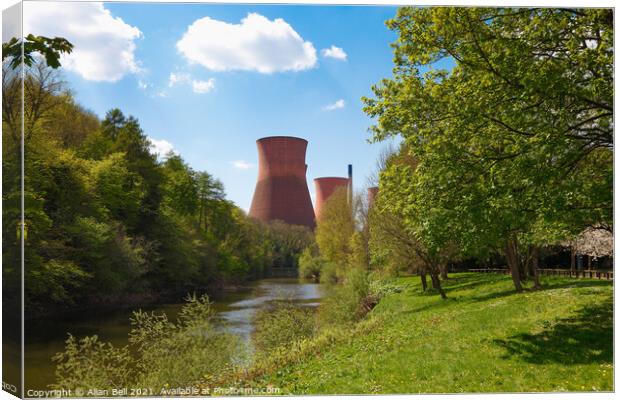 Ironbridge Power Station Cooling Towers from River Canvas Print by Allan Bell