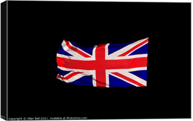Union Jack Flag Black Background Canvas Print by Allan Bell