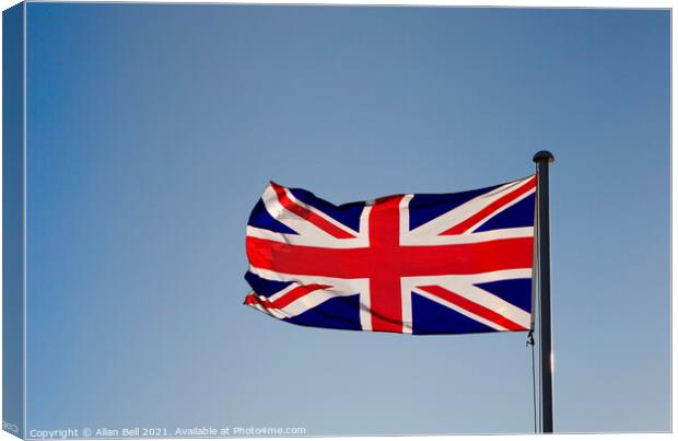 Union Flag flying in wind Canvas Print by Allan Bell