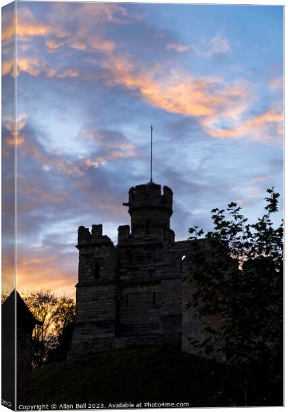 Sunset over Lincoln castle observation tower Canvas Print by Allan Bell