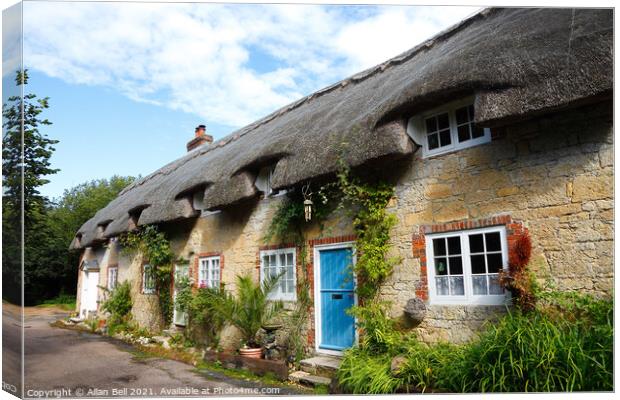 Thatched Cottages Winkle Street Isle Of Wight Canvas Print by Allan Bell