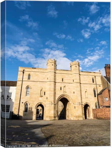 Exchequer Gate from Minster Yard Lincoln City Linc Canvas Print by Allan Bell