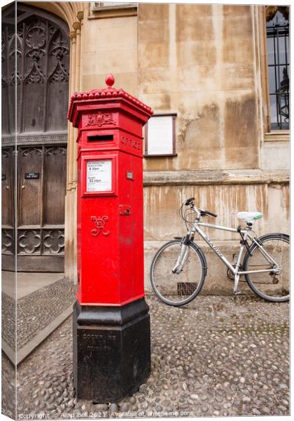 Victorian post box Kings College Canvas Print by Allan Bell