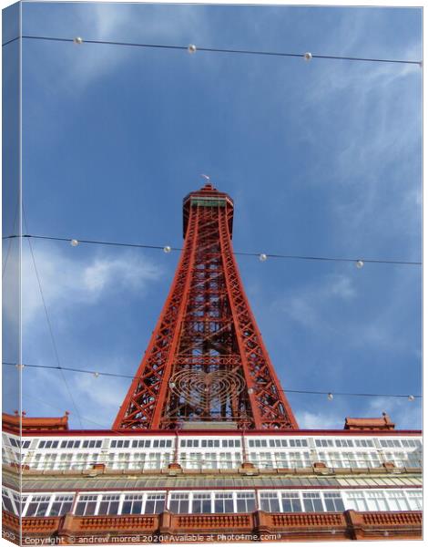  Blackpool Tower And Blue Day Sky Canvas Print by andrew morrell