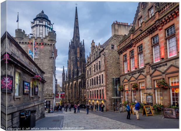 Looking down the Royal Mile  Canvas Print by Jeff Whyte