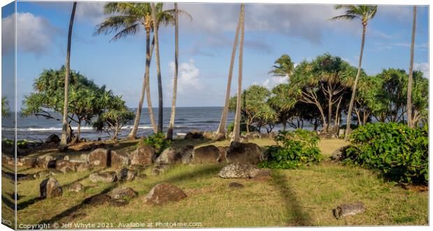 Ancient Hawaiian temple, or Heiau Canvas Print by Jeff Whyte