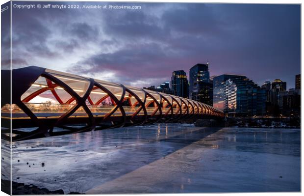Peace Bridge in Winter Canvas Print by Jeff Whyte