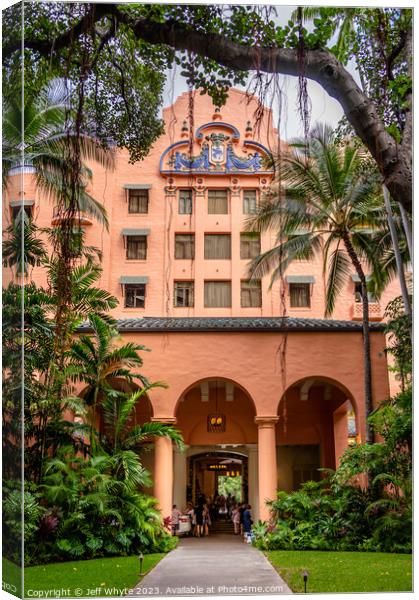 Royal Hawaiian Hotel in Waikik Canvas Print by Jeff Whyte