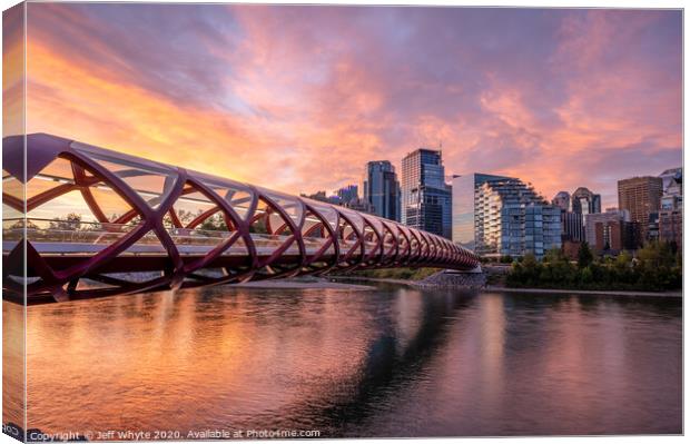 Sunrise over Calgary Canvas Print by Jeff Whyte