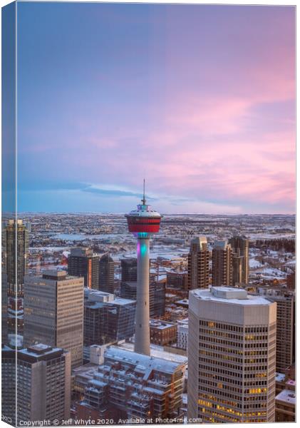 Calgary Tower Canvas Print by Jeff Whyte