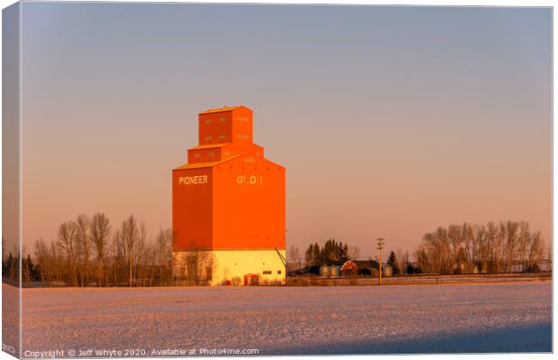 Prairie Grain Elevator Canvas Print by Jeff Whyte