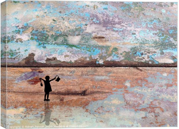 Girl On A Beach Canvas Print by Robert Fennah