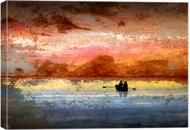 Rowing At Sunset  Canvas Print by Robert Fennah