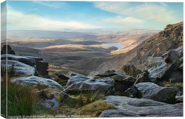 View Over Kinder Downfall Canvas Print by Andrew Heath