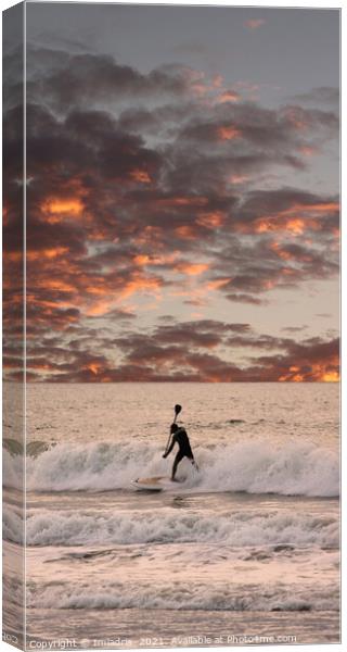 Paddleboarder Sunset Sky Canvas Print by Imladris 