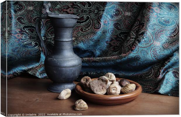 Wooden Bowl with Figs Still Life Canvas Print by Imladris 