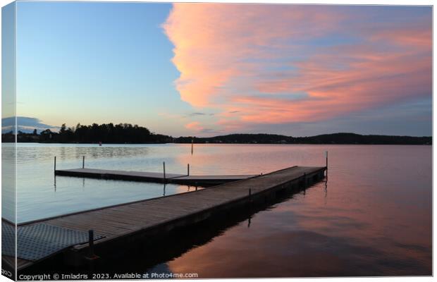 Lake Vattern Sunset, Sweden Canvas Print by Imladris 