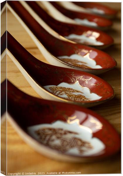 Chinese Soup Spoons Macro Canvas Print by Imladris 