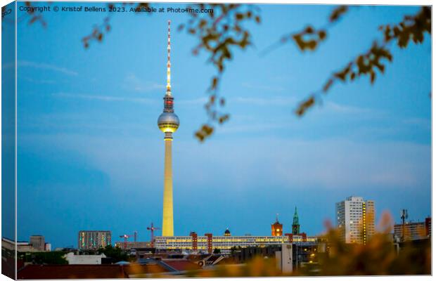 Berlin skyline during evening with Fernsehturm Berlin TV tower. Canvas Print by Kristof Bellens
