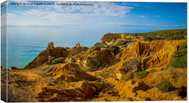 Panorama landscape on the seven hanging valleys famous hike on the Algarve coast in Portugal. Canvas Print by Kristof Bellens