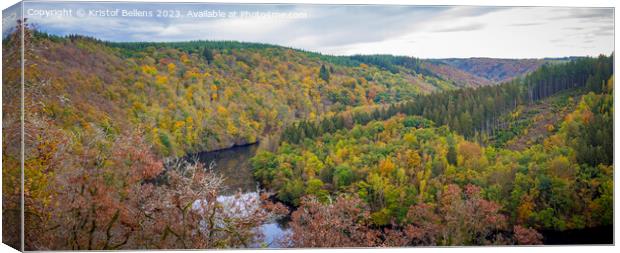 View on the landscape of Parc naturel des deux Ourthes during autumn in the Ardennes of Wallnia, Belgium. Canvas Print by Kristof Bellens