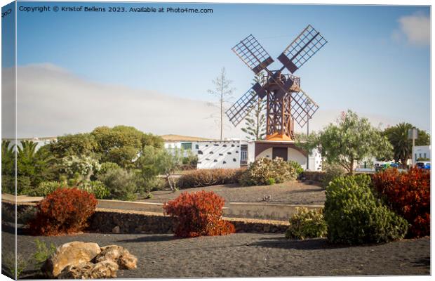 View on the Molina de Teguise, local wind on Lanzarote Canvas Print by Kristof Bellens