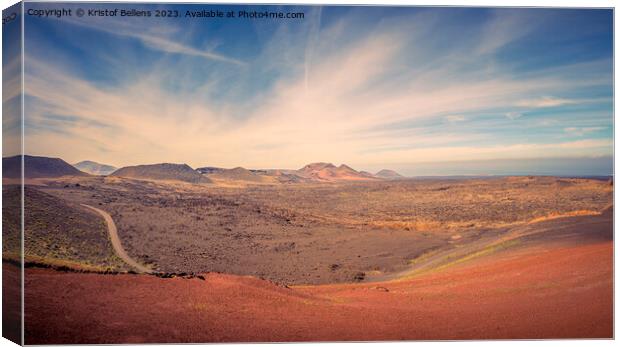 View on the desolate volcanic landscape of Timanfaya National Park on Lanzarote Canvas Print by Kristof Bellens