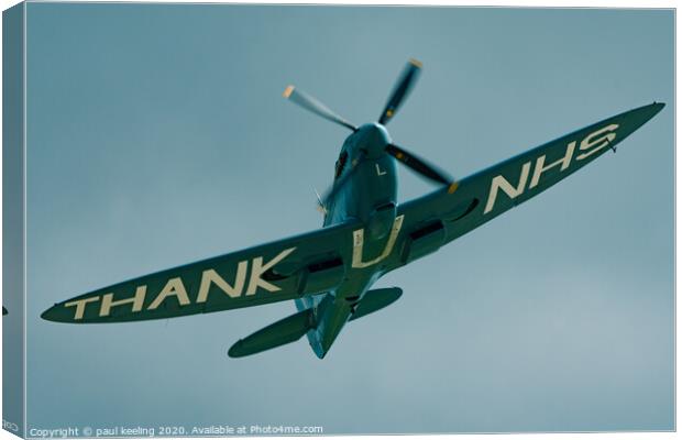 NHS Spitfire  Canvas Print by Paul Keeling