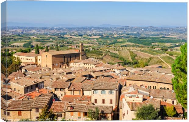 View from La Rocca - San Gimignano Canvas Print by Laszlo Konya