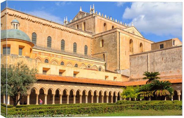 Cathedral photographed  from the Abbey - Monreale Canvas Print by Laszlo Konya