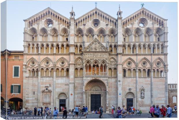 West front of the Cathedral - Ferrara Canvas Print by Laszlo Konya