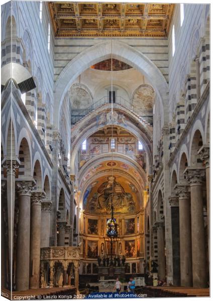 Interior of the Cathedral - Pisa Canvas Print by Laszlo Konya