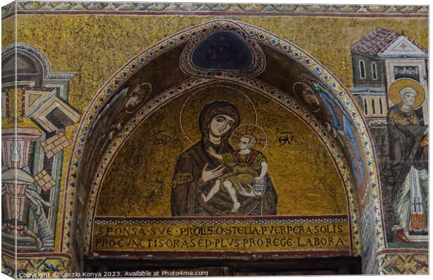 Madonna and Child - Monreale Canvas Print by Laszlo Konya