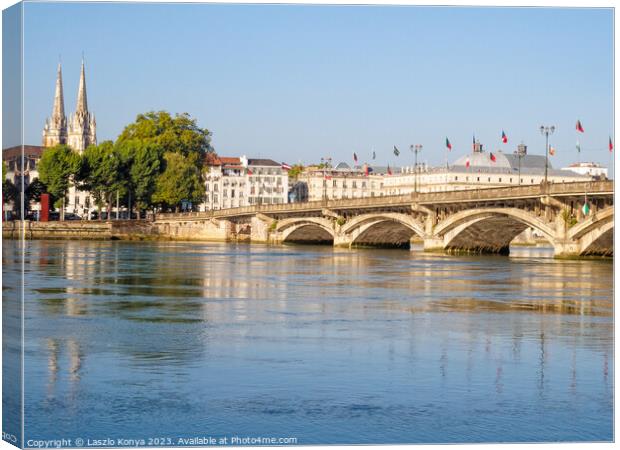 Adour River and Saint-Esprit bridge - Bayonne Canvas Print by Laszlo Konya