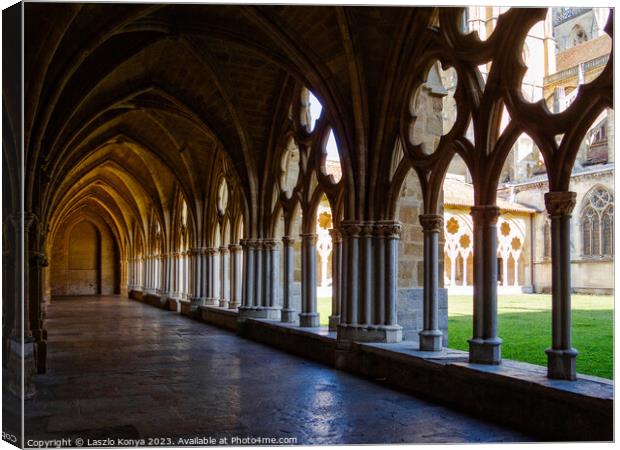 Cloister of the Cathedral of Saint Mary - Bayonne Canvas Print by Laszlo Konya