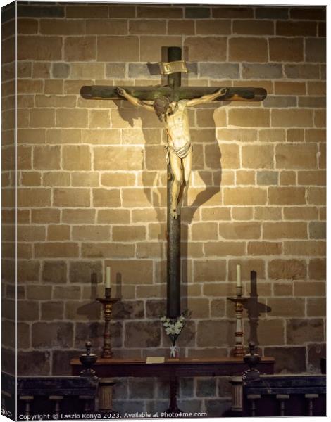 Crucifix - Pamplona Canvas Print by Laszlo Konya