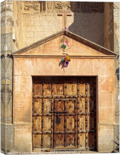 Church door - Redecilla del Camino Canvas Print by Laszlo Konya